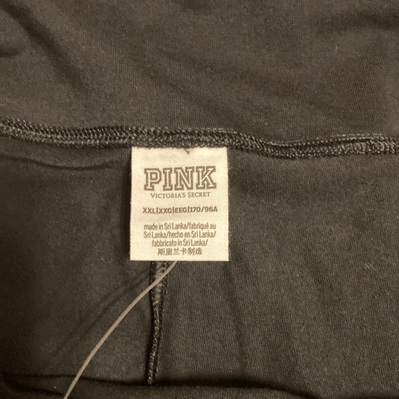 NWT Pink Cotton High Waist Full Length Legging - Pure Black/Foil stripe - Picture 11 of 14